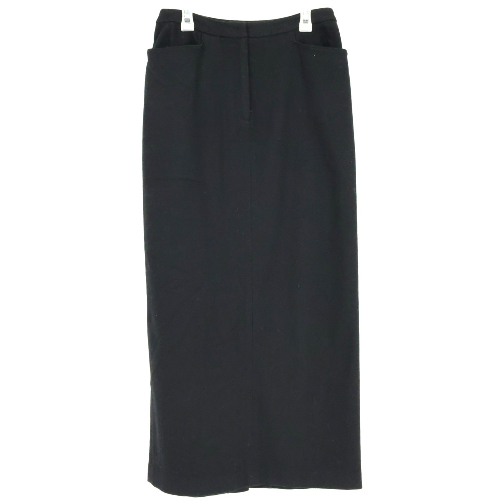 Jones & Co Skirt Womens 6 Black Wool Blend Midi Front Zip Pockets Long Vintage